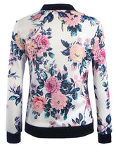 Band Collar Floral Printed Bomber Jacket
